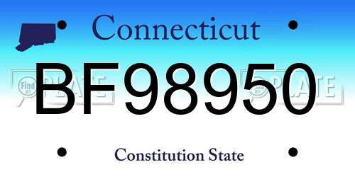 BF98950 Connecticut License Plate