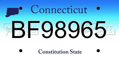 BF98965 Connecticut License Plate