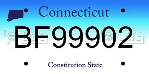 BF99902 Connecticut License Plate