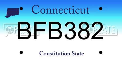 BFB382 Connecticut License Plate
