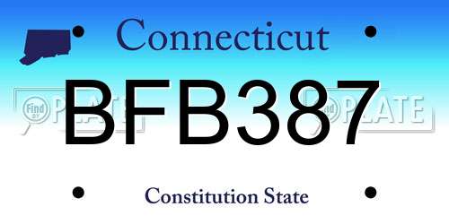 BFB387 Connecticut License Plate