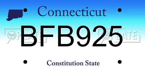 BFB925 Connecticut License Plate