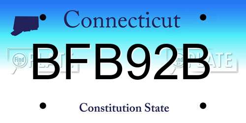 BFB92B Connecticut License Plate