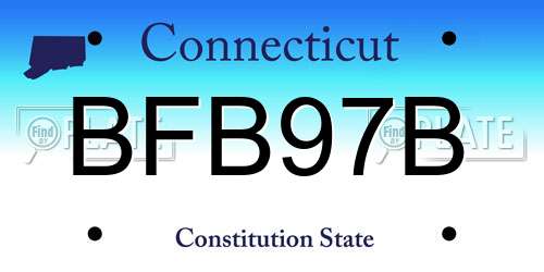 BFB97B Connecticut License Plate