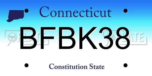 BFBK38 Connecticut License Plate