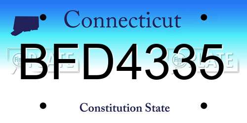 BFD4335 Connecticut License Plate