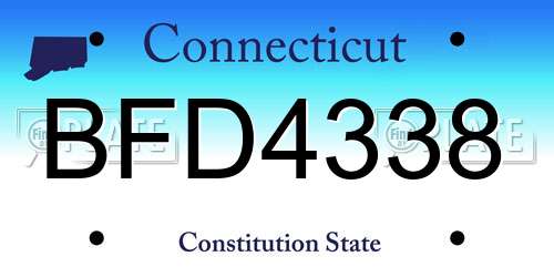 BFD4338 Connecticut License Plate