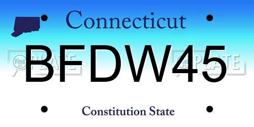 BFDW45 Connecticut License Plate