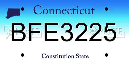 BFE3225 Connecticut License Plate