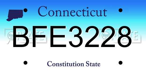 BFE3228 Connecticut License Plate