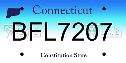 BFL7207 Connecticut License Plate