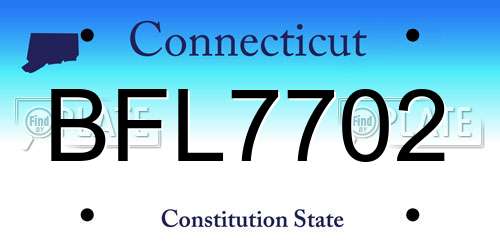 BFL7702 Connecticut License Plate