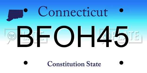 BFOH45 Connecticut License Plate