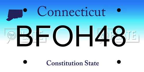 BFOH48 Connecticut License Plate