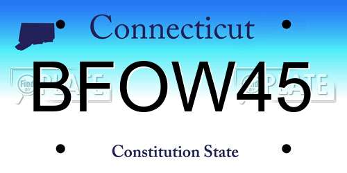 BFOW45 Connecticut License Plate