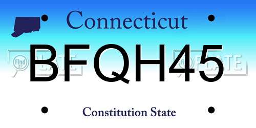 BFQH45 Connecticut License Plate