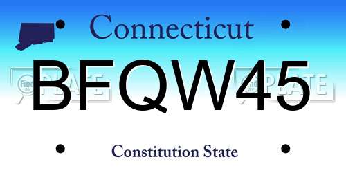 BFQW45 Connecticut License Plate