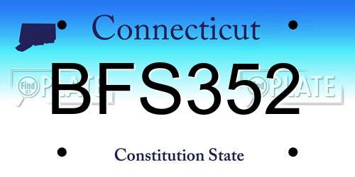 BFS352 Connecticut License Plate