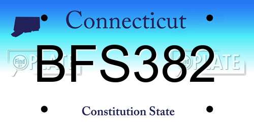 BFS382 Connecticut License Plate