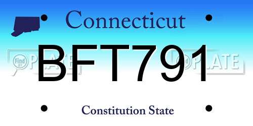 BFT791 Connecticut License Plate
