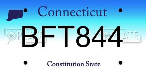 BFT844 Connecticut License Plate