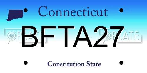 BFTA27 Connecticut License Plate