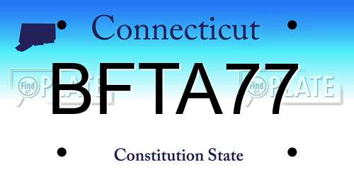 BFTA77 Connecticut License Plate