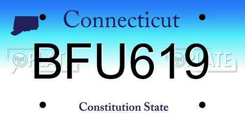 BFU619 Connecticut License Plate