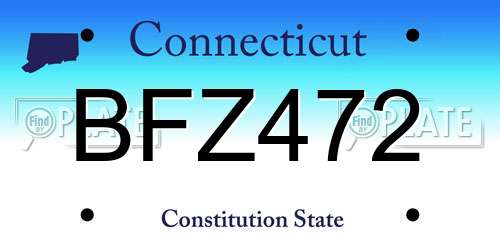 BFZ472 Connecticut License Plate