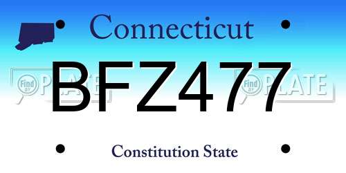 BFZ477 Connecticut License Plate
