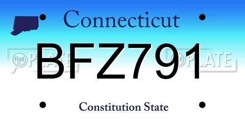BFZ791 Connecticut License Plate