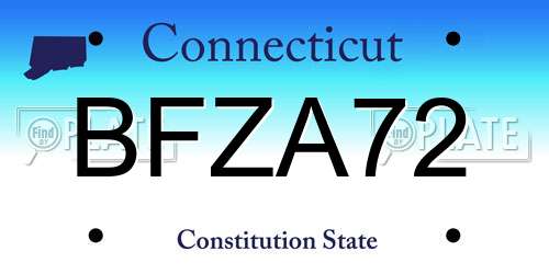 BFZA72 Connecticut License Plate