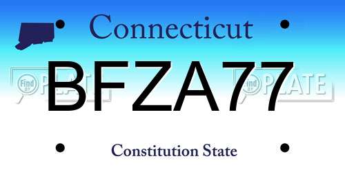 BFZA77 Connecticut License Plate