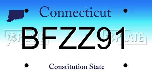 BFZZ91 Connecticut License Plate
