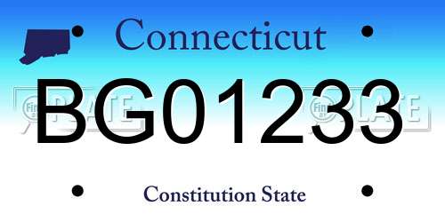 BG01233 Connecticut License Plate