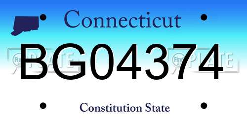 BG04374 Connecticut License Plate