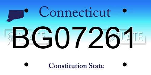 BG07261 Connecticut License Plate