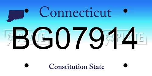 BG07914 Connecticut License Plate