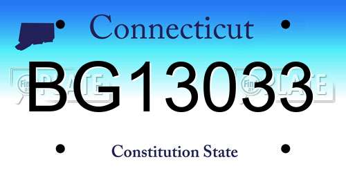 BG13033 Connecticut License Plate