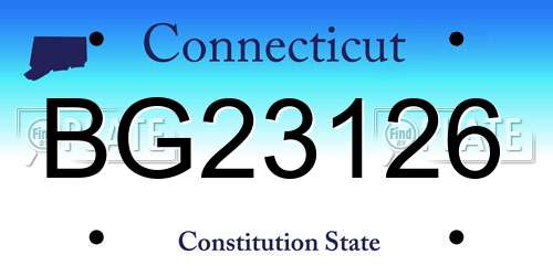 BG23126 Connecticut License Plate