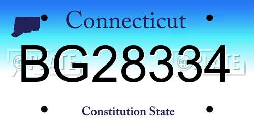 BG28334 Connecticut License Plate