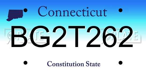 BG2T262 Connecticut License Plate