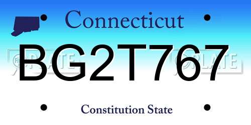 BG2T767 Connecticut License Plate