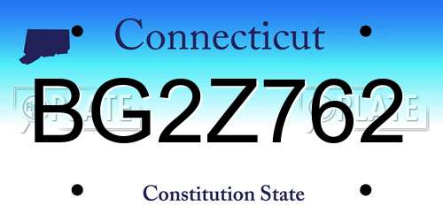 BG2Z762 Connecticut License Plate