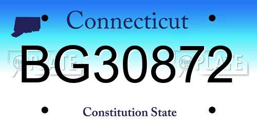 BG30872 Connecticut License Plate