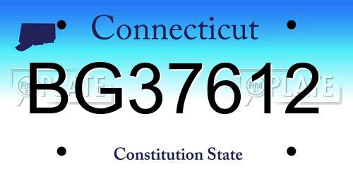 BG37612 Connecticut License Plate