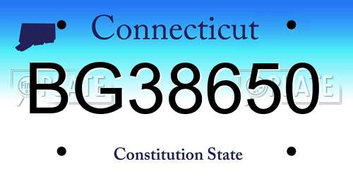 BG38650 Connecticut License Plate