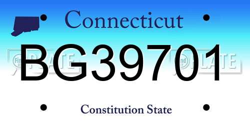 BG39701 Connecticut License Plate
