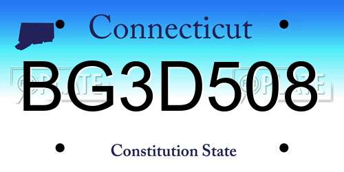 BG3D508 Connecticut License Plate