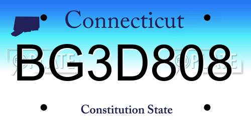 BG3D808 Connecticut License Plate